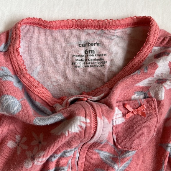 Carter's Baby Girl's Footed Pajamas and Matching Cap Sleep & Play Set 6 Months - Picture 3 of 7